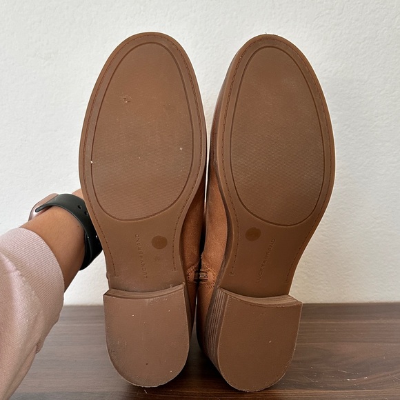 Lucky Brand Brown Leather Ankle Booties Size 8 Zip Low Heel - Picture 4 of 7